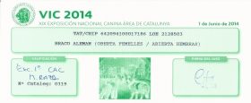 EXC.1ª XIX EXPOSICION NACIONAL CANINA ÁREA DE CATALUÑA VIC 2014