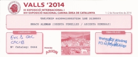 EXC 1ª-CAC-CACIB, III Exposición Internacional Y XIV Exposición Nacional Canina Área de Cataluña Noviembre 2014
