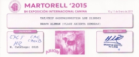 EXC 1ª / C.A.C / C.A.C.I.B / Mejor Raza. 84 Exposición Internacional Canina Martorell Enero 2015